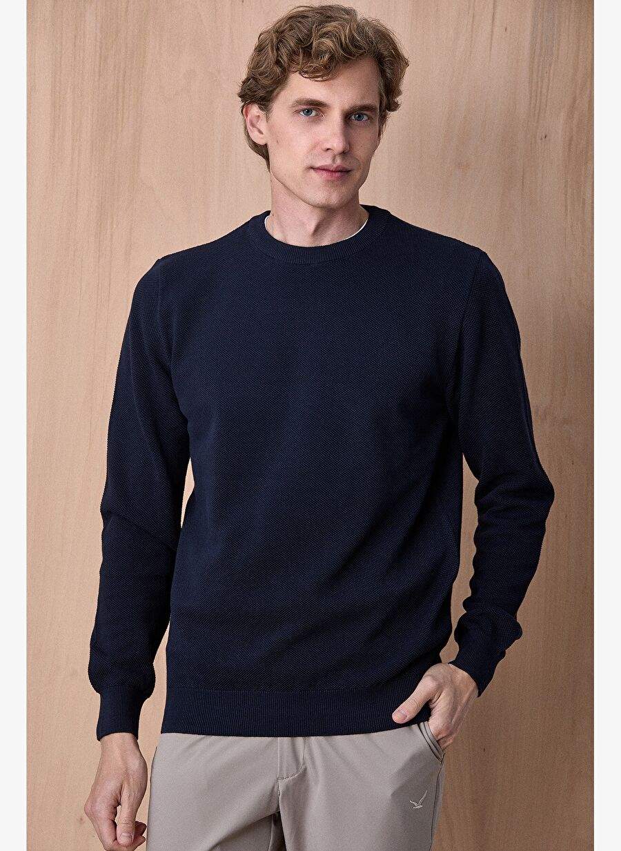 Lacivert %100 Pamuk Bisiklet Yaka Kazak — Product image 3 of 6