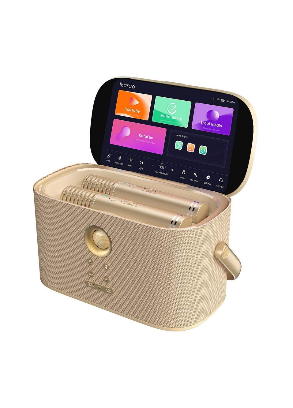 Partybox Shell S2 140W 8" Dahili Tablet 2 Kablosuz Mikrofon Karaoke Bluetooth Hoparlör Seti — صورة المنتج 3 من 8