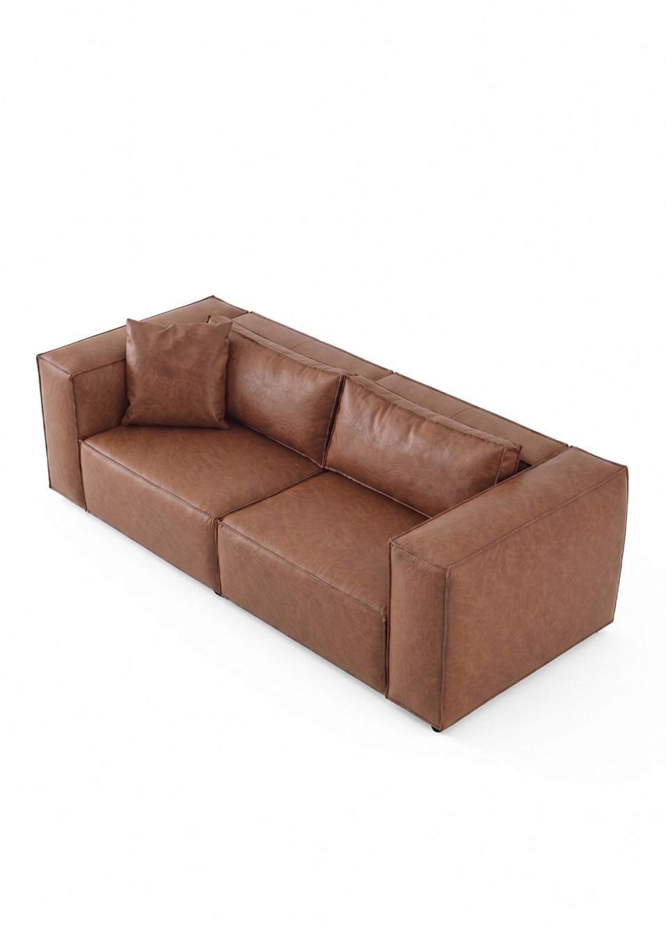 Vetro Red Brown Leather Triple Sofa — Product image 3 of 5