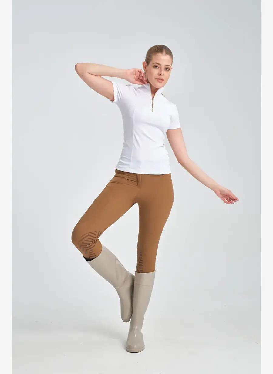 Beyaz Renk Kisa Kollu Fermuarli Binici Kadin T Shirt — Product image 6 of 8