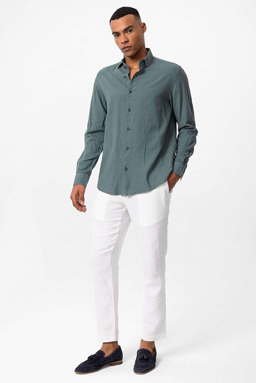 Antioch Green Linen Blend Men's Shirt — Product image 3 of 6