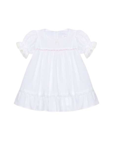 White Cotton Arm Detailed Girl Baby Kids Dress