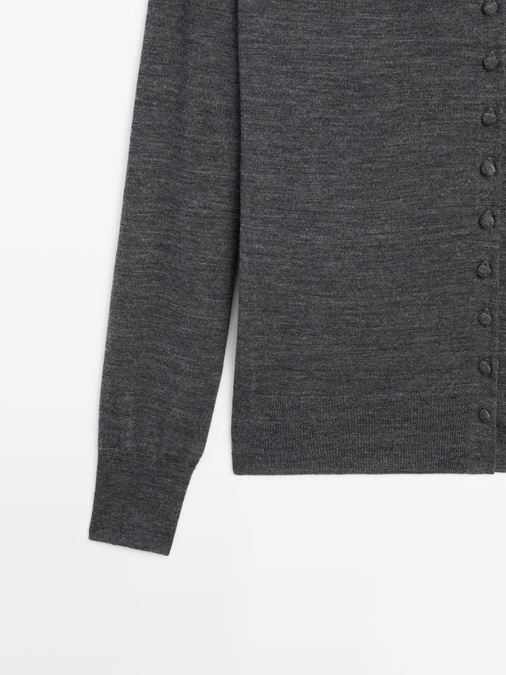 Mock turtleneck cardigan with covered buttons — Product image 6 of 12