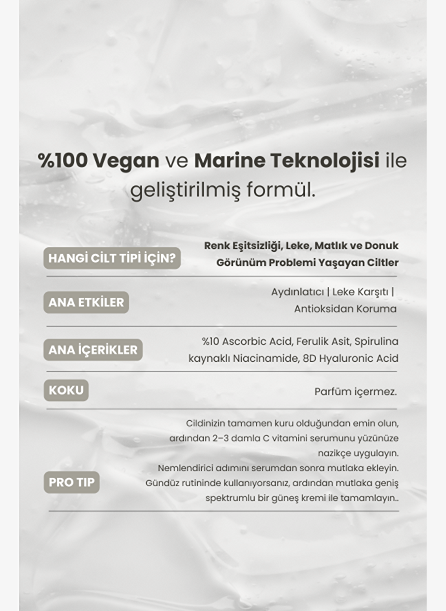 Marine Algae | %10 Saf C Vitamini Leke Karşıtı & Aydınlatıcı Serum 30 ml — Product image 5 of 6