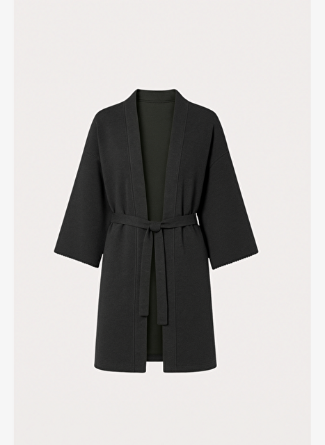 Women's Off-Shoulder Tie Kimono Anthracite
