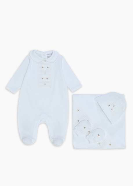 4-Piece Flower Embroidered Pleated Baby Girl Gift
