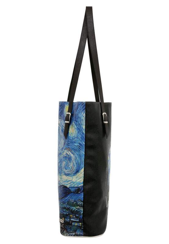 Women Vegan Leather Black Shoulder Bag - Vincent van Gogh Starry Dream Muse Design — صورة المنتج 3 من 3