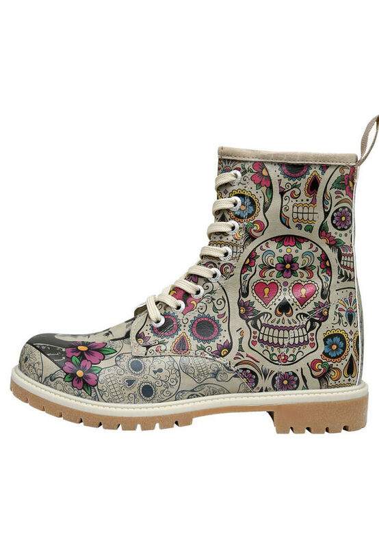 Women Vegan Leather Beige Long Boots - Remembrance Of Frida Kahlo Design — Product image 4 of 8