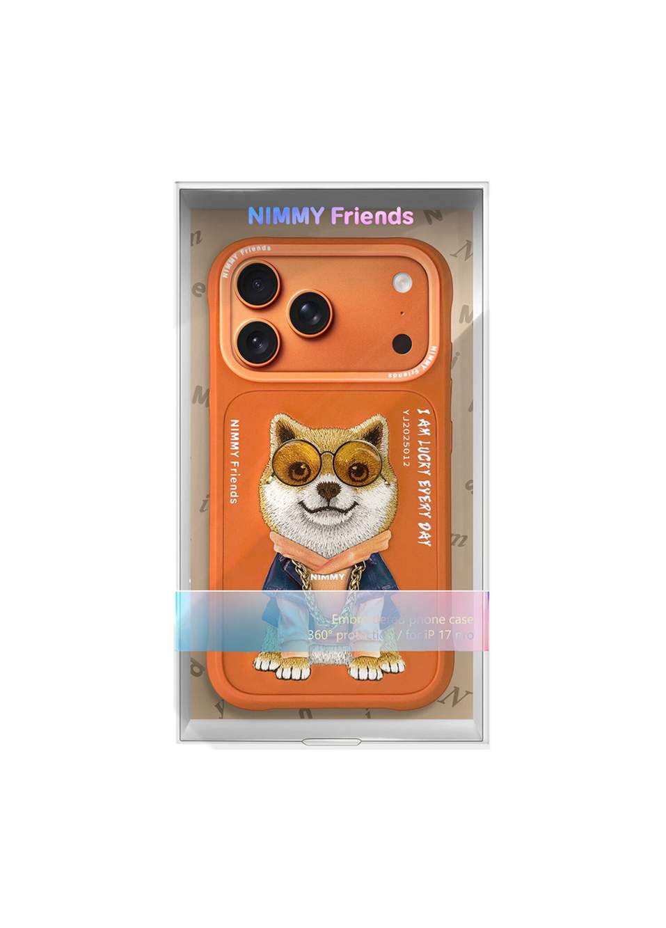 Glasses iPhone 17 Pro Max Shiba Nakış 3D Gözlük ve Zincir Detay Telefon Kılıfı — Product image 6 of 7