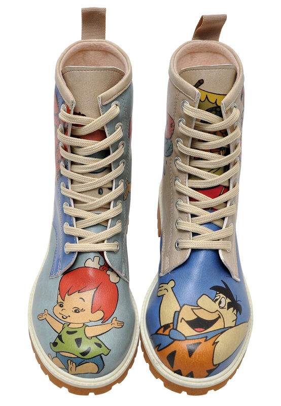 Women Vegan Leather Multicolor Long Boots - Warner Bros Family Rocks Flintstones Design — Product image 3 of 7