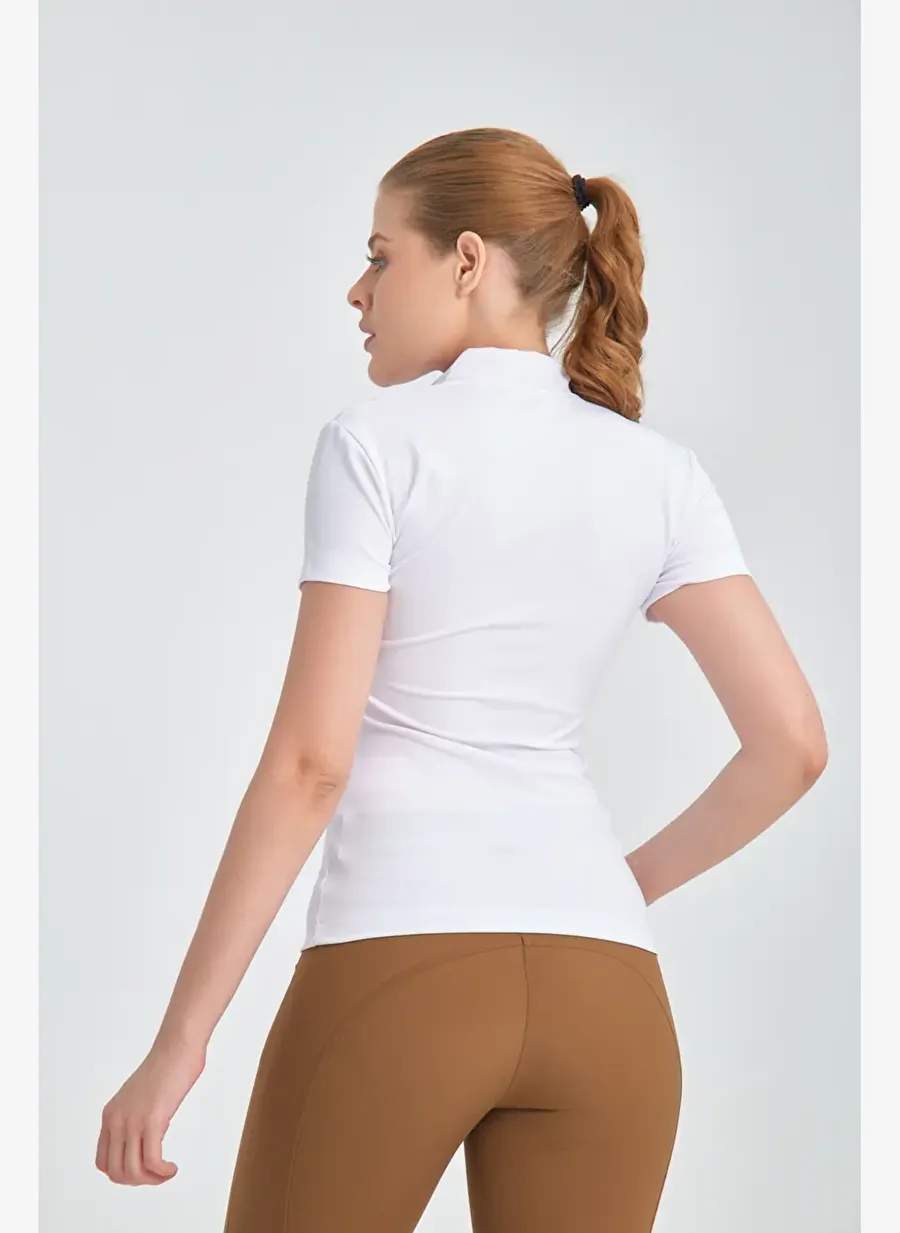 Beyaz Renk Kisa Kollu Fermuarli Binici Kadin T Shirt — Product image 8 of 8