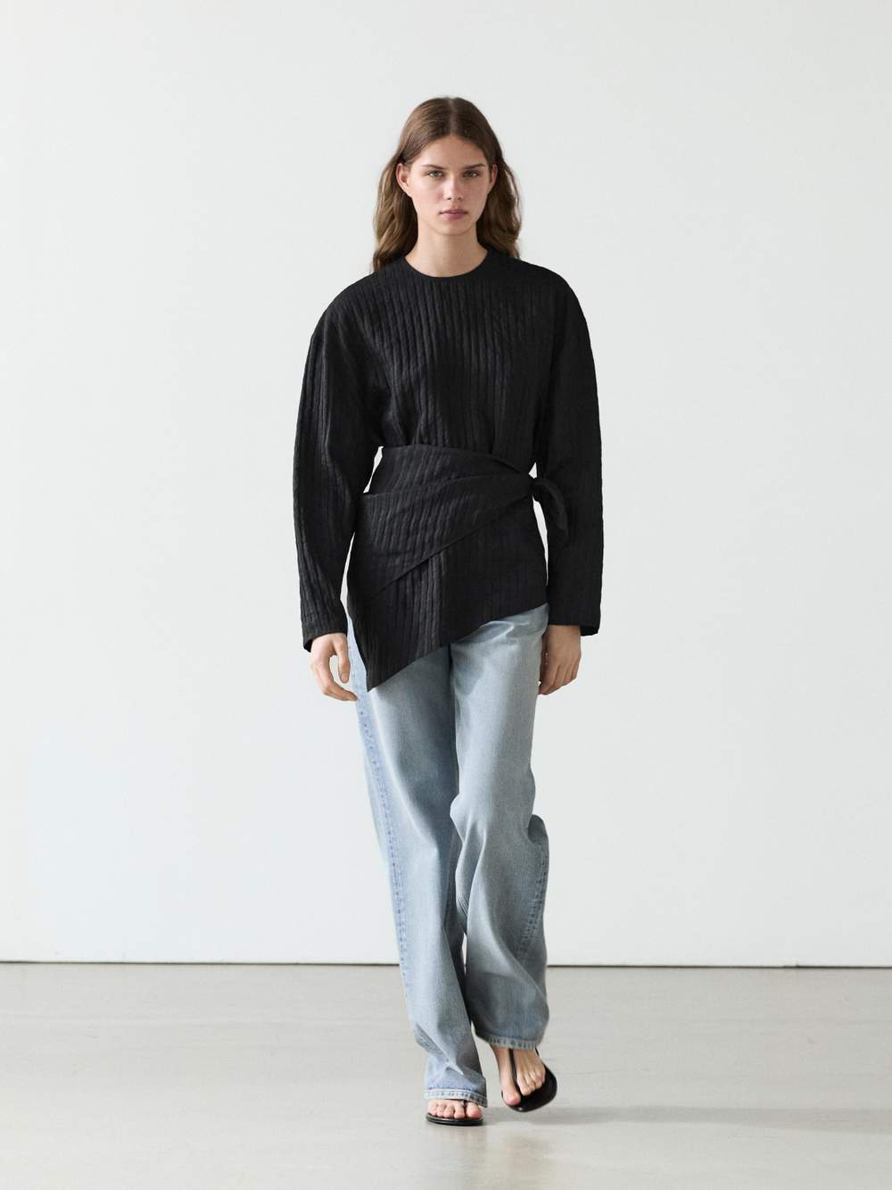 Striped flowing shirt with scarf detail — Product image 9 of 22