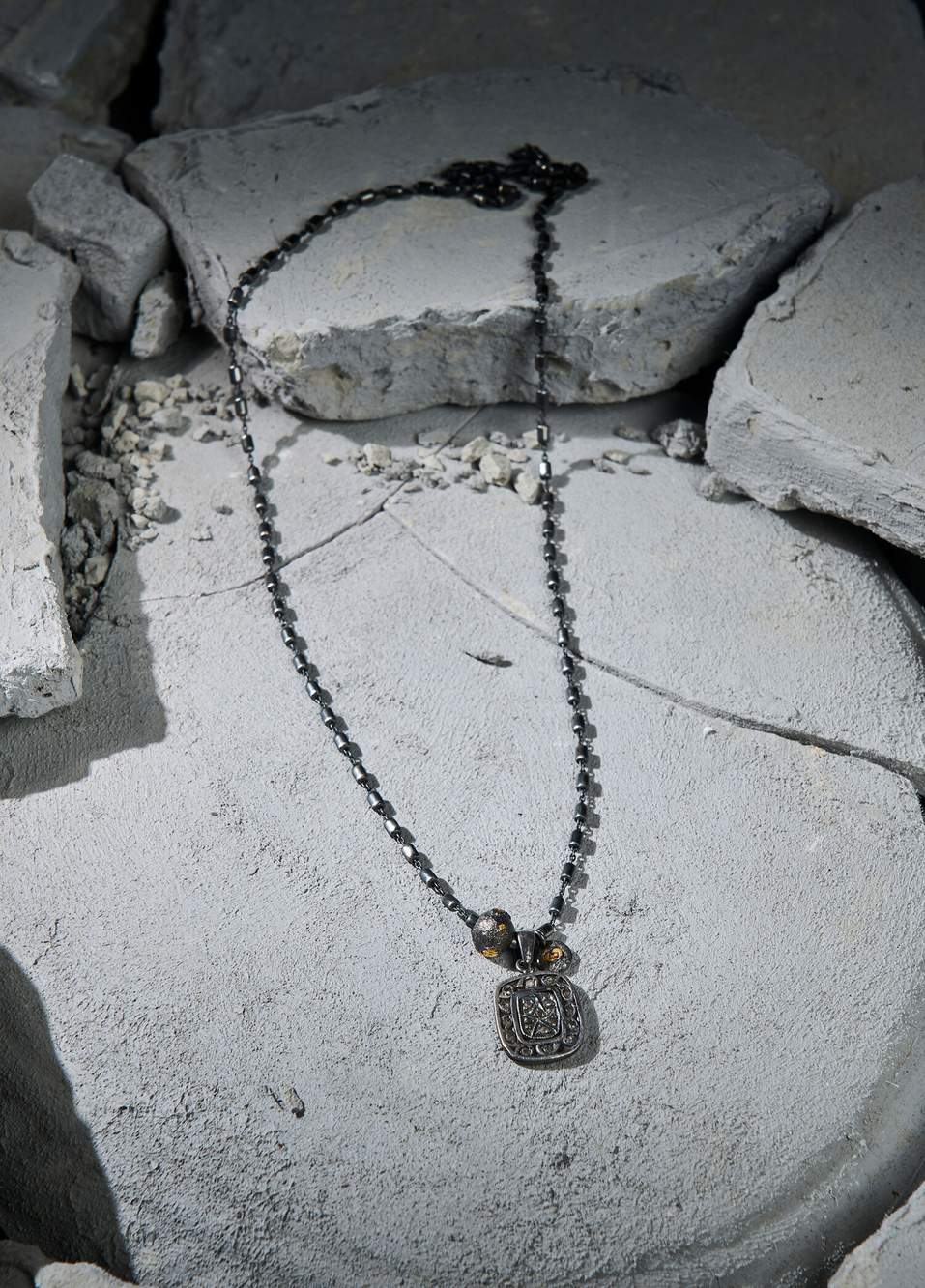 Ezop Elmaslı 18 Ayar Altın Kaplama 925 Ayar Gümüş Erkek Kolye — صورة المنتج 3 من 4