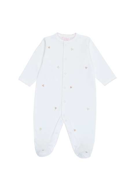 White Flower Embroidered Girls Jumpsuit