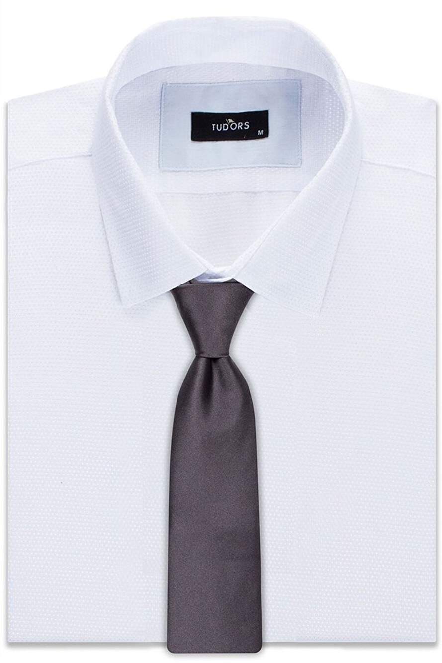 Plain Slim Grey Men's Tie — Product image 4 of 4