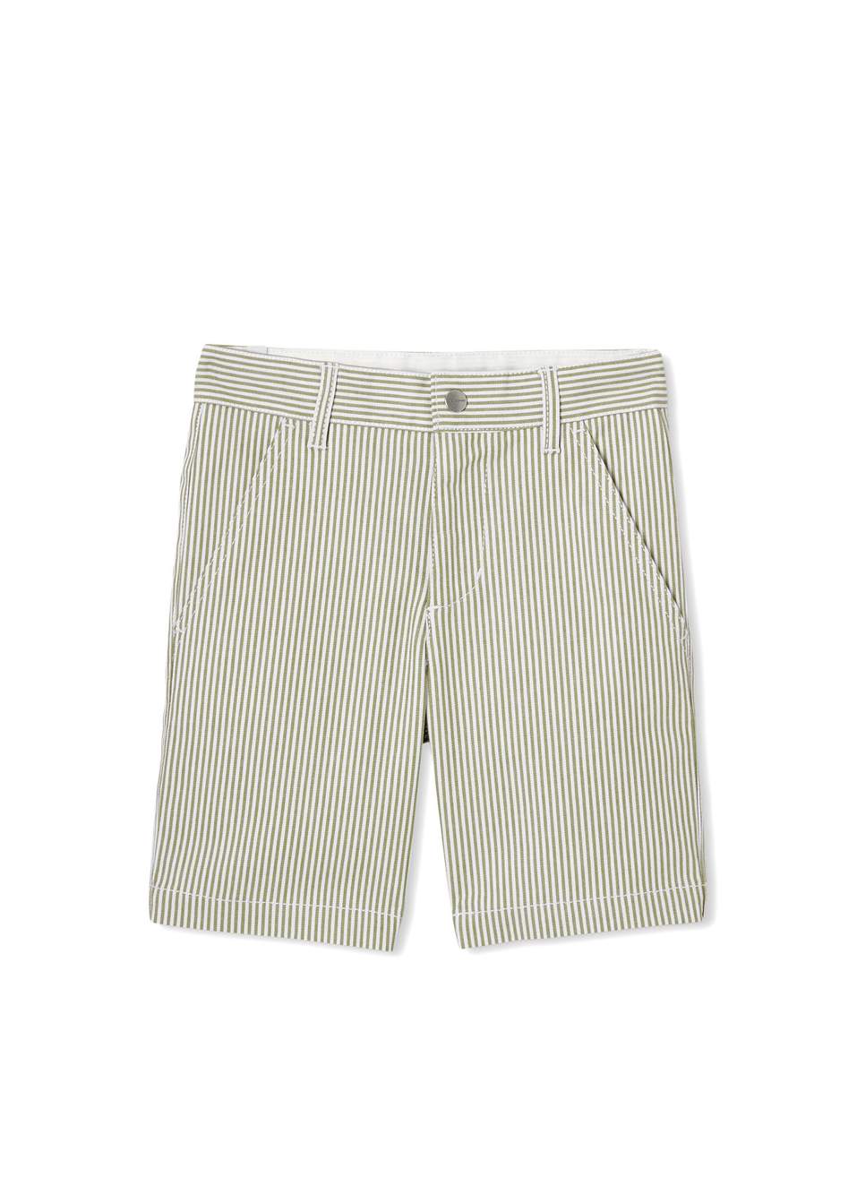 Green Striped Twill Boy Bermuda Shorts — Product image 1 of 1