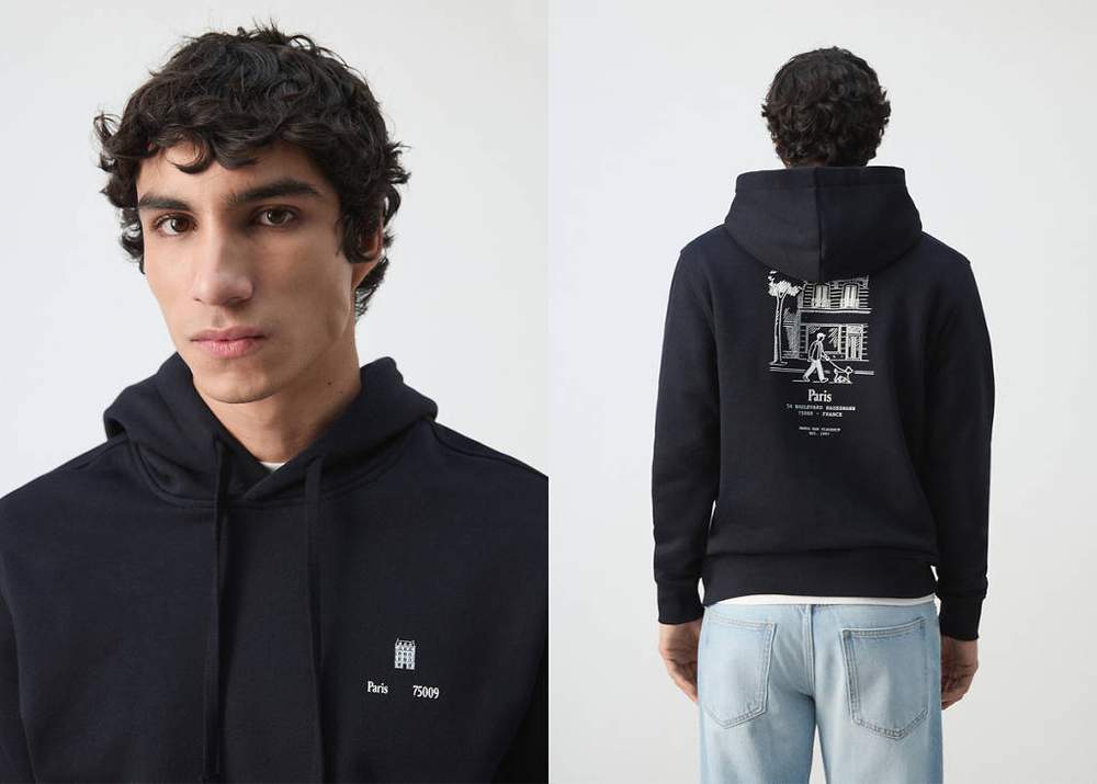 Cotton hooded sweatshirt text — Product image 3 of 19