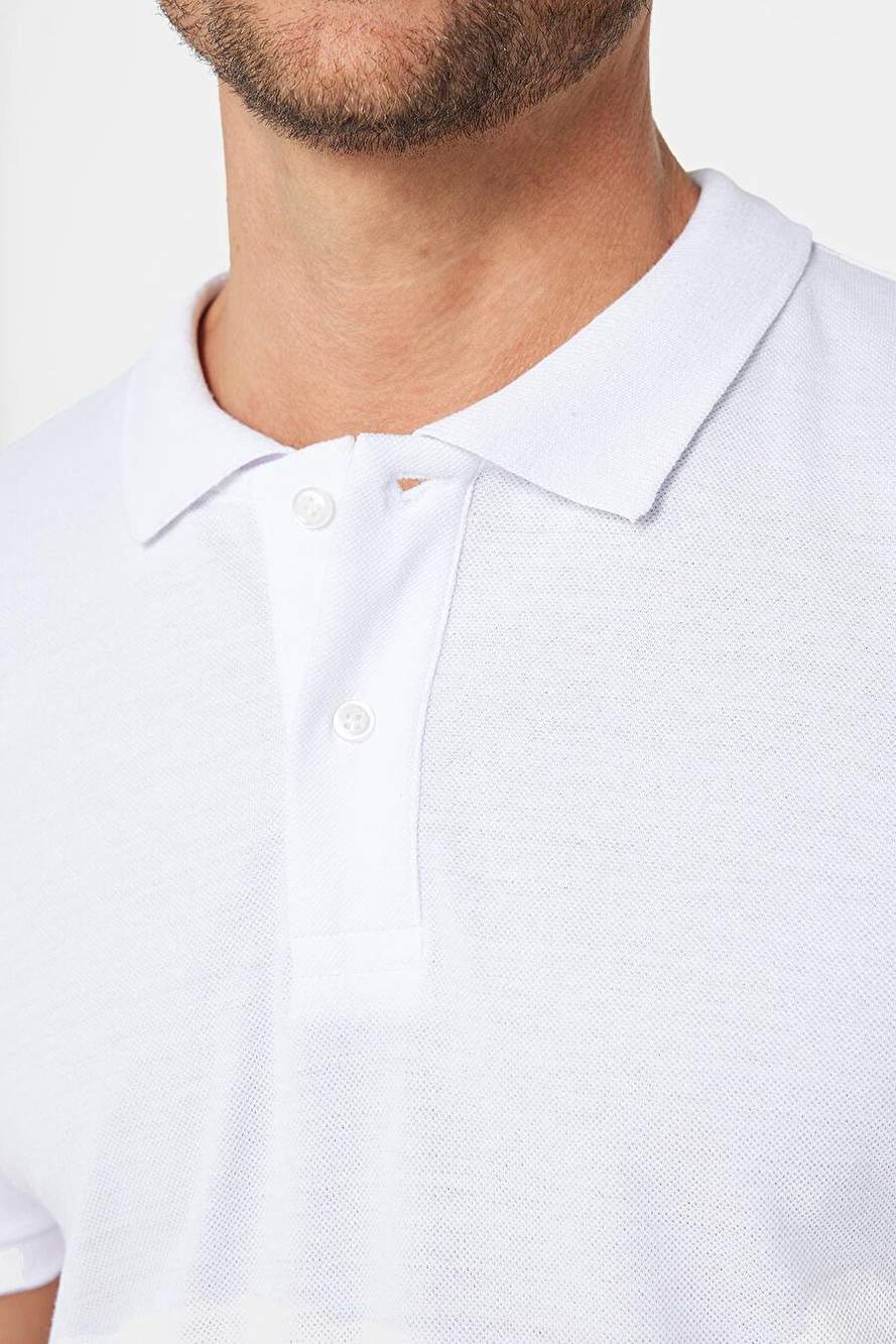 Erkek Slim Fit Dar Kesim Pamuklu Yumuşak Dokulu Serin Tutan Kumaş Düz Pike Polo Yaka Tişört — صورة المنتج 5 من 6