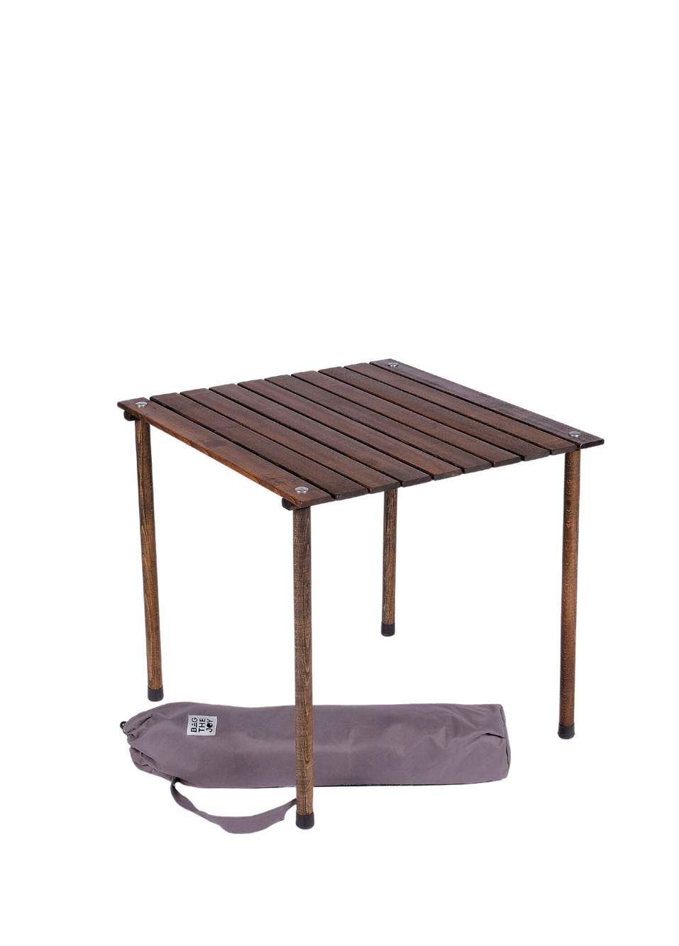 Antrasit Hardal Ahşap Katlanır Kamp Masa ve Sandalye Seti 60x60x55 cm — صورة المنتج 4 من 5