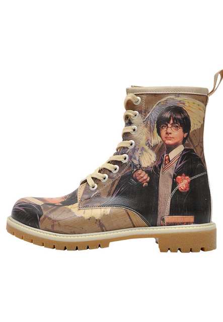 Women Vegan Leather Multicolor Long Boots - Warner Bros Harry and Hedwig Harry Potter Design