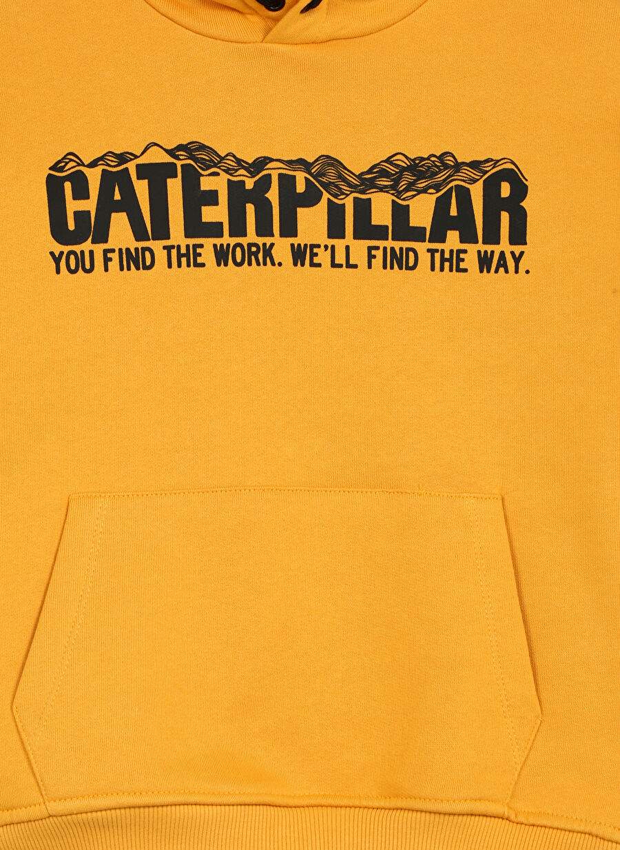 Caterpillar Hardal Erkek Çocuk Kapüşon Yaka Rahat Kalıp Baskılı Sweatshirt C3WB-SWT35 — صورة المنتج 3 من 3