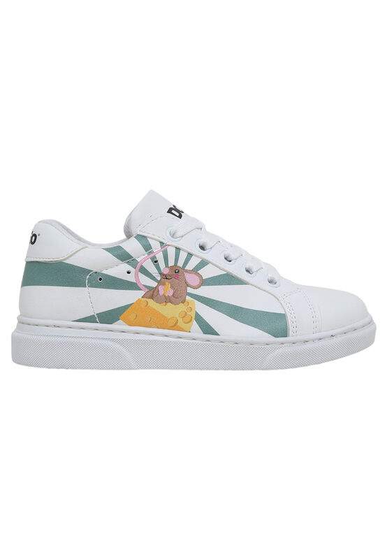 Unisex Kids Vegan Leather White Sneakers - Mission Cheese Possible Design — Product image 6 of 8