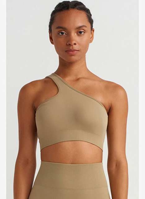 Single Shoulder Back Rope Sports Bra Soil Green