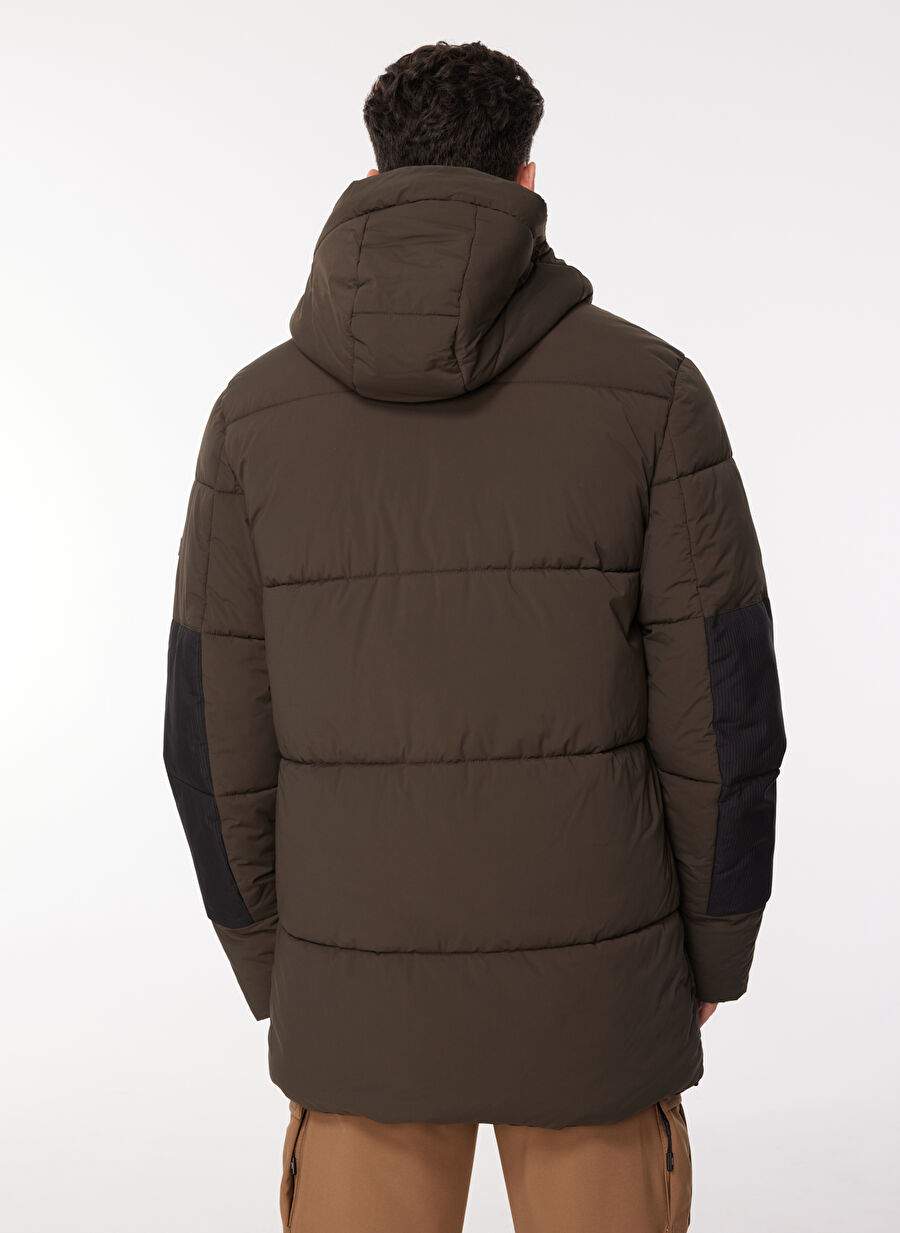Discovery Expedition Açık Haki Erkek Kapüşon Yaka Relaxed Fit Blok Desenli Kaban D3WM-KBN2 — صورة المنتج 5 من 7