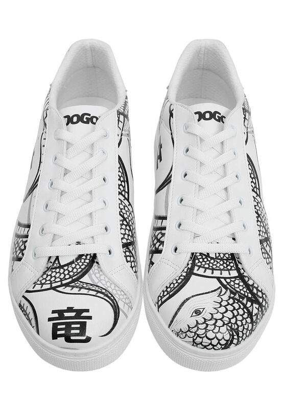 Men Vegan Leather White Sneakers - The Power Of The Dragon Design — Product image 3 of 9