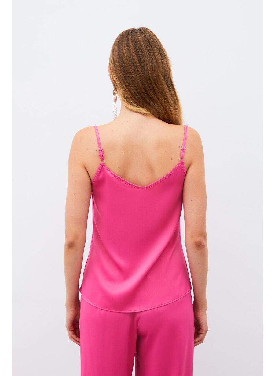 Degaje Collar Satin Bluz - Fushya — Product image 8 of 8