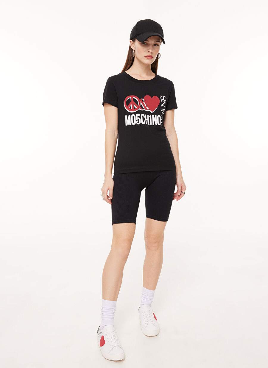 Moschino Jeans Bicycle Collar Printed Black Woman T-Shirt A0707 — Product image 3 of 5