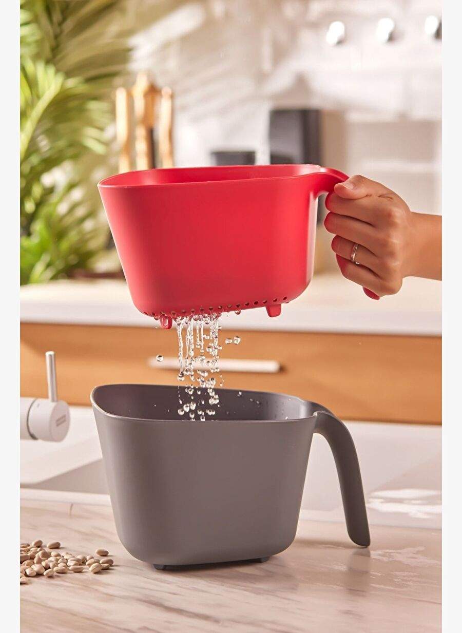 Emsan Nell Gray&Red 2-Piece Strainer — Product image 1 of 4