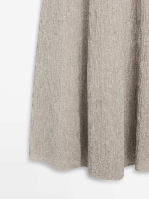 Flowing linen blend dress with gathered neckline