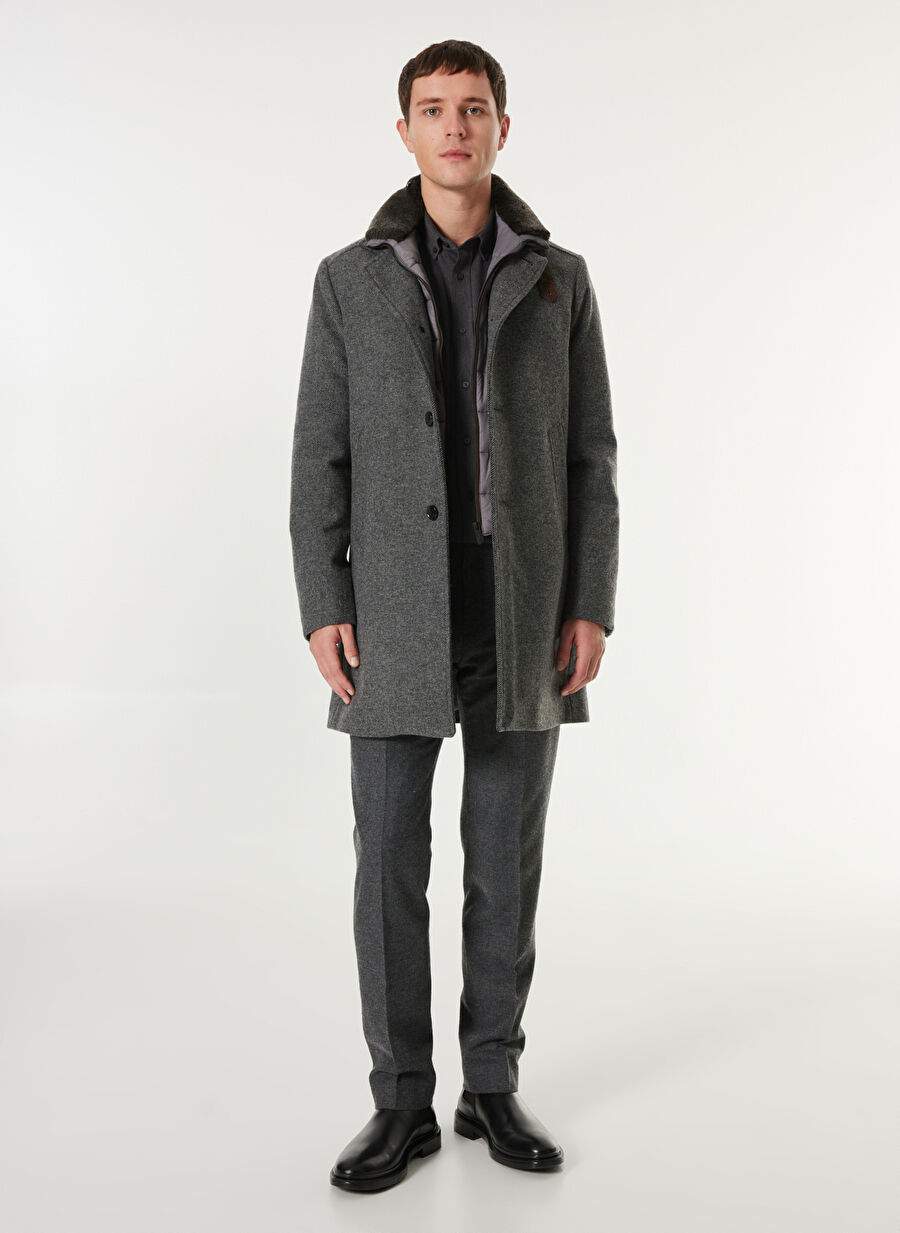 Grey Melange Men's Wool Blend Coat FC4WM-PLT 2953 — Product image 3 of 6