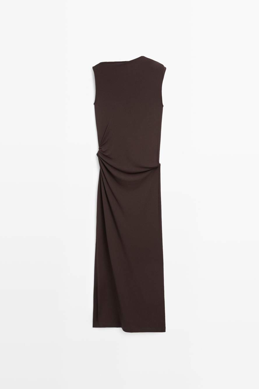 Asymmetric ruched midi dress — Product image 4 of 17