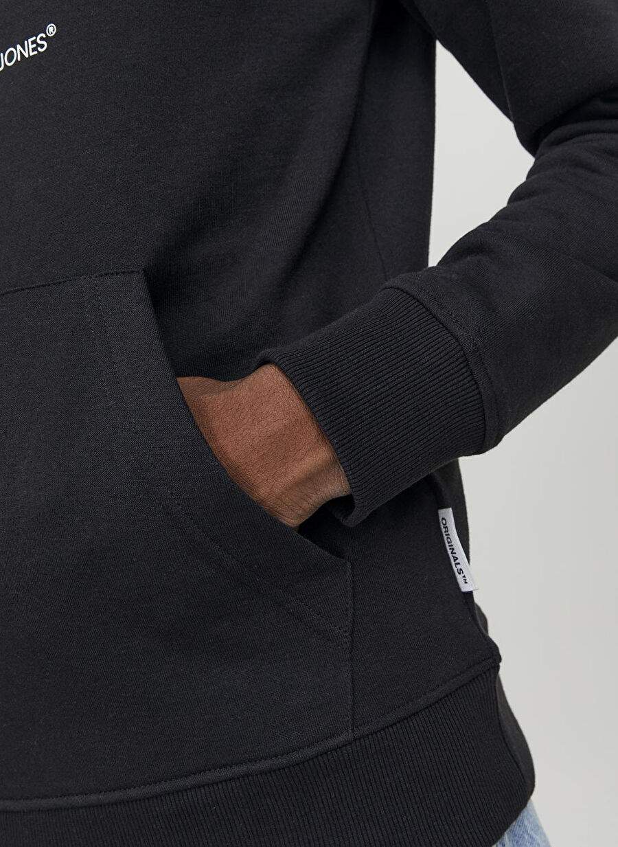 Jack & Jones Kapüşon Yaka Siyah Erkek Sweatshırt 12246802_JORLAKEWOOD SWEAT HOOD BF — صورة المنتج 5 من 8