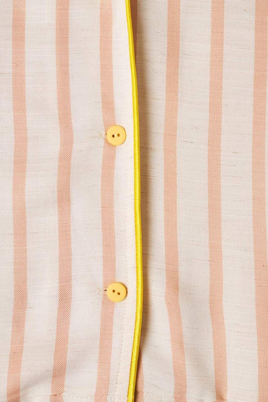 Kız Çocuk Ekru Renkli Çizgli Pijama Üstü — صورة المنتج 4 من 4