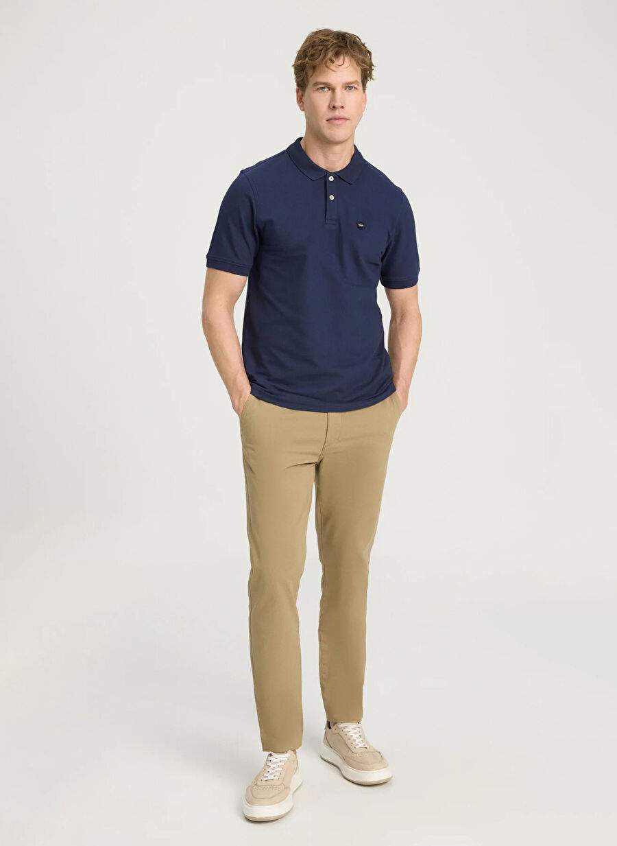 Navy Blue Men's 100% Cotton Polo T-Shirt W7D5K4XX2T410 Short Sleeve Polo Tshir — Product image 3 of 5
