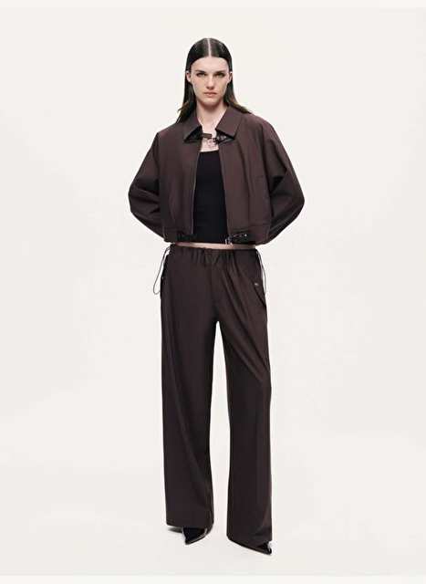 Elastic Belly Wide Leg Pants