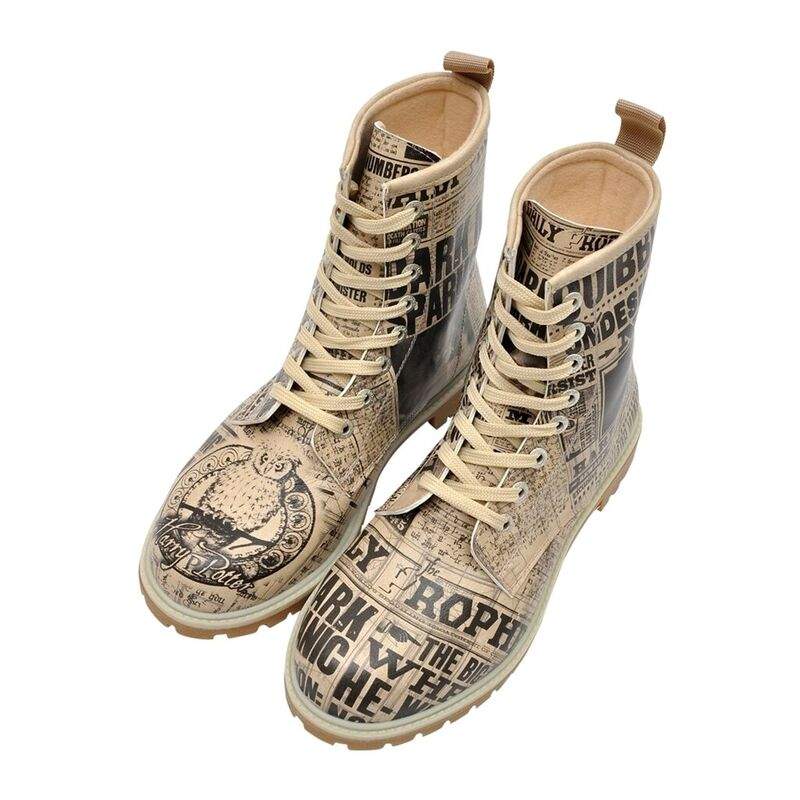 Women Vegan Leather Beige Long Boots - Warner Bros Daily Prophet Harry Potter Design — Product image 3 of 7