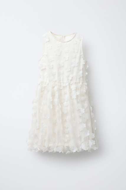 DRESS WITH 3D FLOWERS AND BALLOON HEM