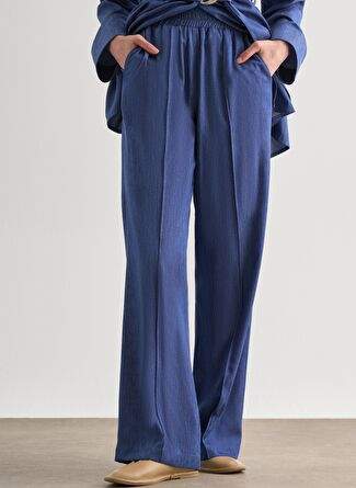 Indigo Blue Mizelle Denim Textured Waist Rubber Genis Paca Pants — Product image 9 of 20