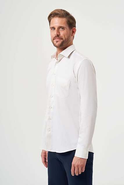 Bisse Erkek Regular Fit Klasik Gömlek Ekru GM23K232047_D03