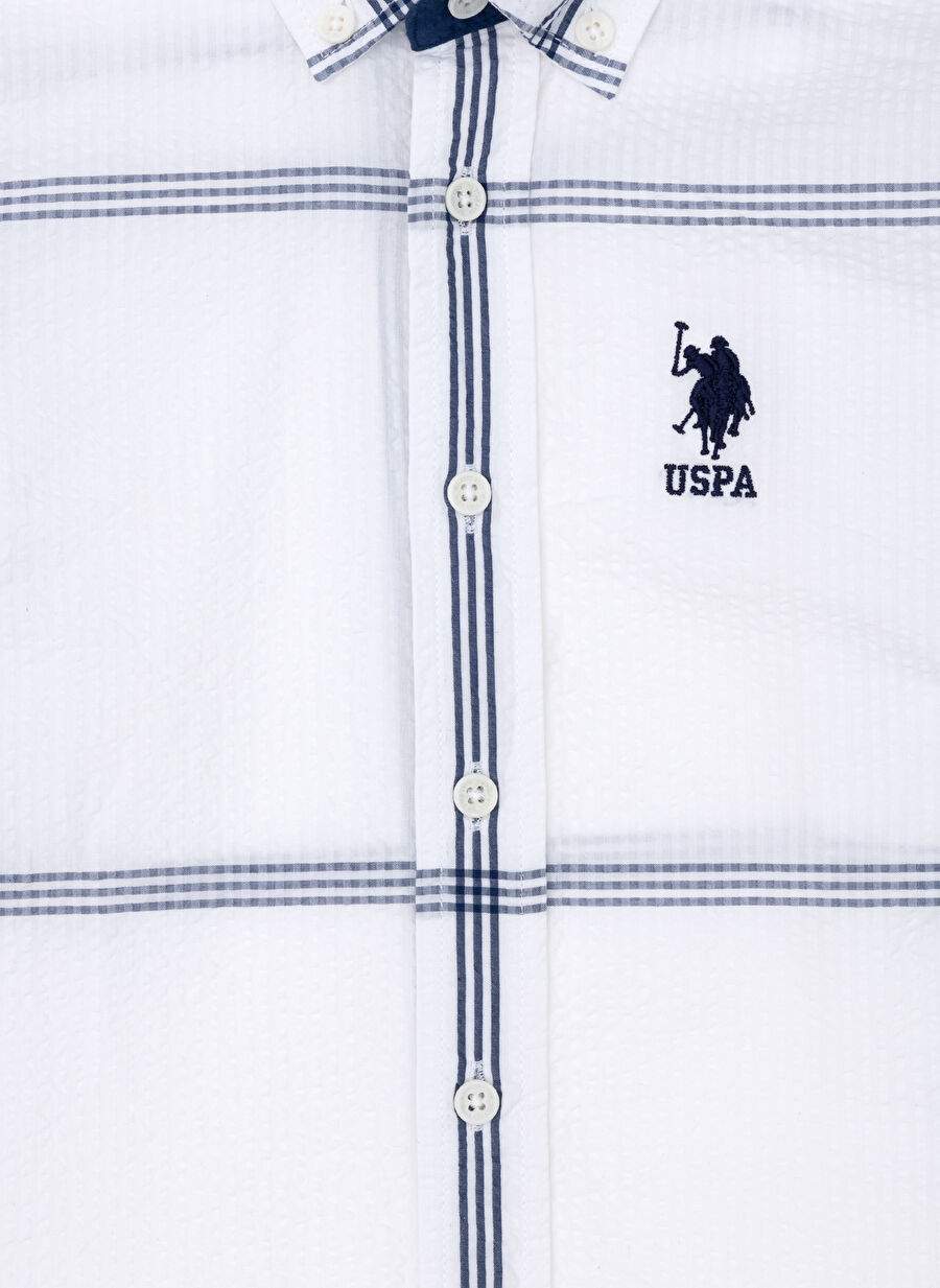 U.S. Polo Assn. Desenli Beyaz Erkek Çocuk Gömlek MILASOKIDS — صورة المنتج 6 من 6