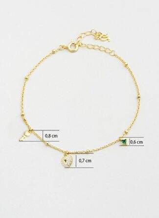 Ask Anahtar 18 Ayar Sar Altn Kaplama 24 Cm Gumus Kalp Halhal — Product image 11 of 25