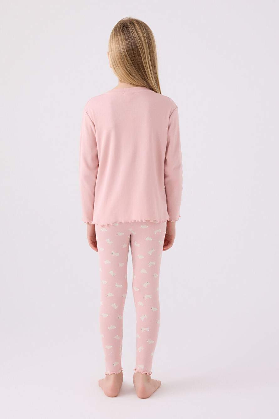 Rolypoly Kız Çocuk Uzun Kol Pijama Takım RP3458 Somon — Product image 5 of 5