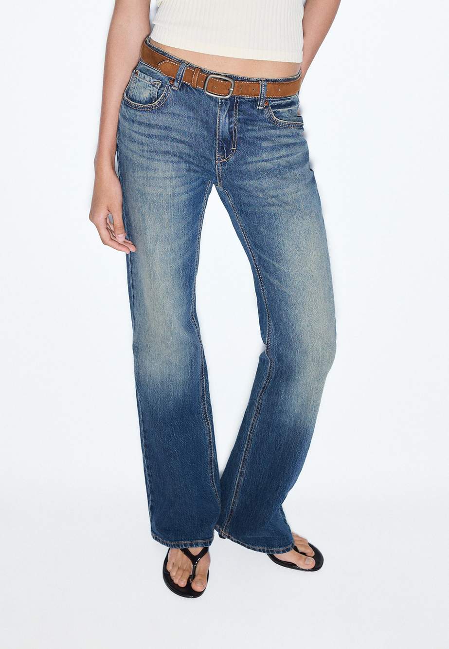 D68 Boot-cut jeans with belt — صورة المنتج 50 من 104