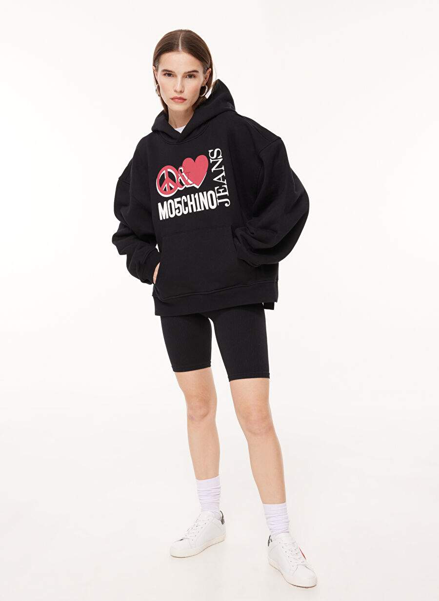 Moschino Jeans Hoodie Collar Printed Black Women Sweatskirt A1710 — Product image 3 of 5
