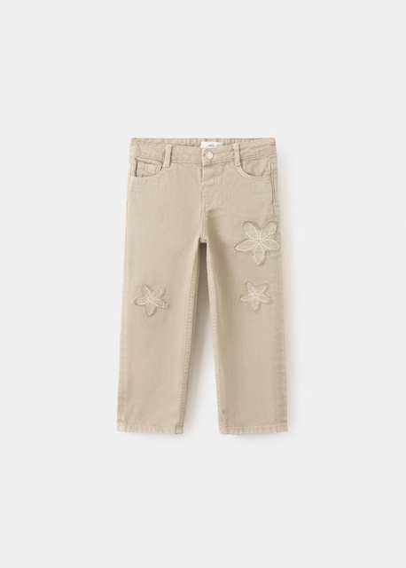 Flower-embroidered straight-fit jeans