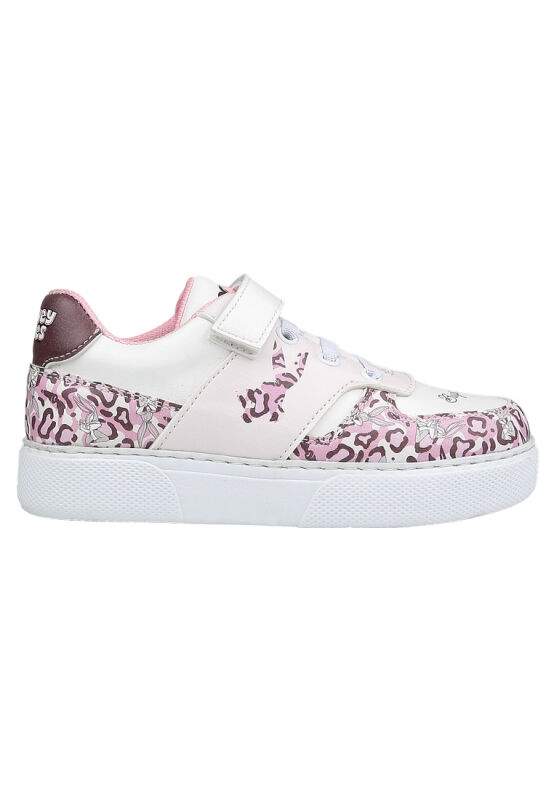 Unisex Kids Vegan Leather Velcro White Sneakers - Warner Bros Looney Tunes B for Bugs Bunny Design — Product image 7 of 9